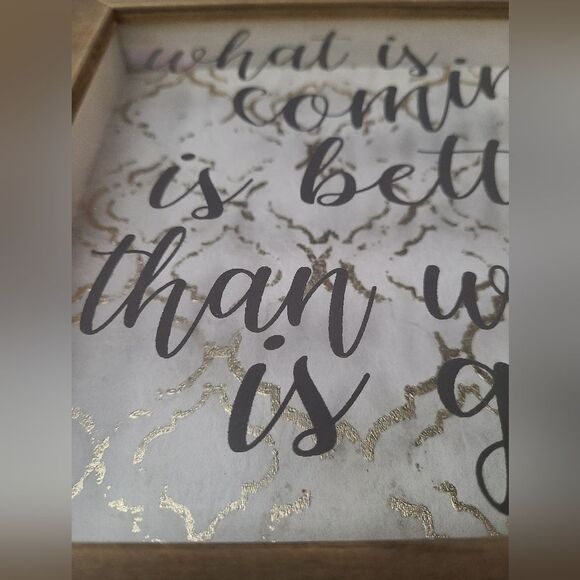 Wood Layer Shadow Box with beautiful calligraphy and gold patterned tones - Picture 4 of 5